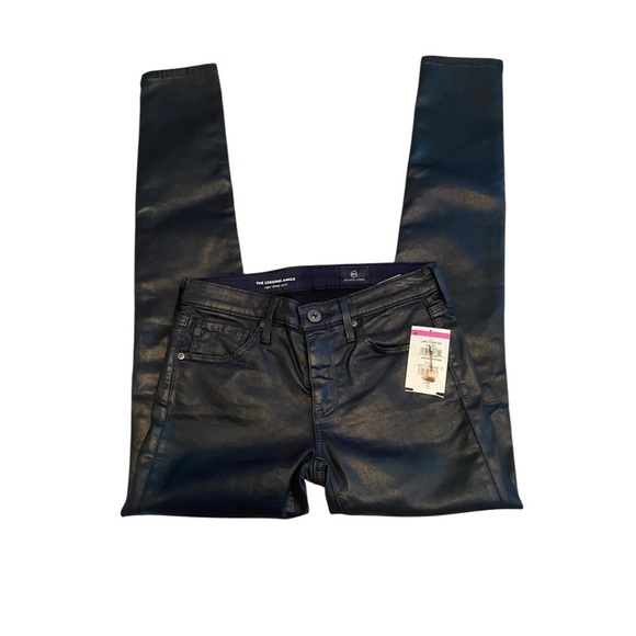 ❤️AG (Adriano Goldschmied )jeans Faux Leather Ankle-Length Skinny Pants Bl… - Picture 4 of 8